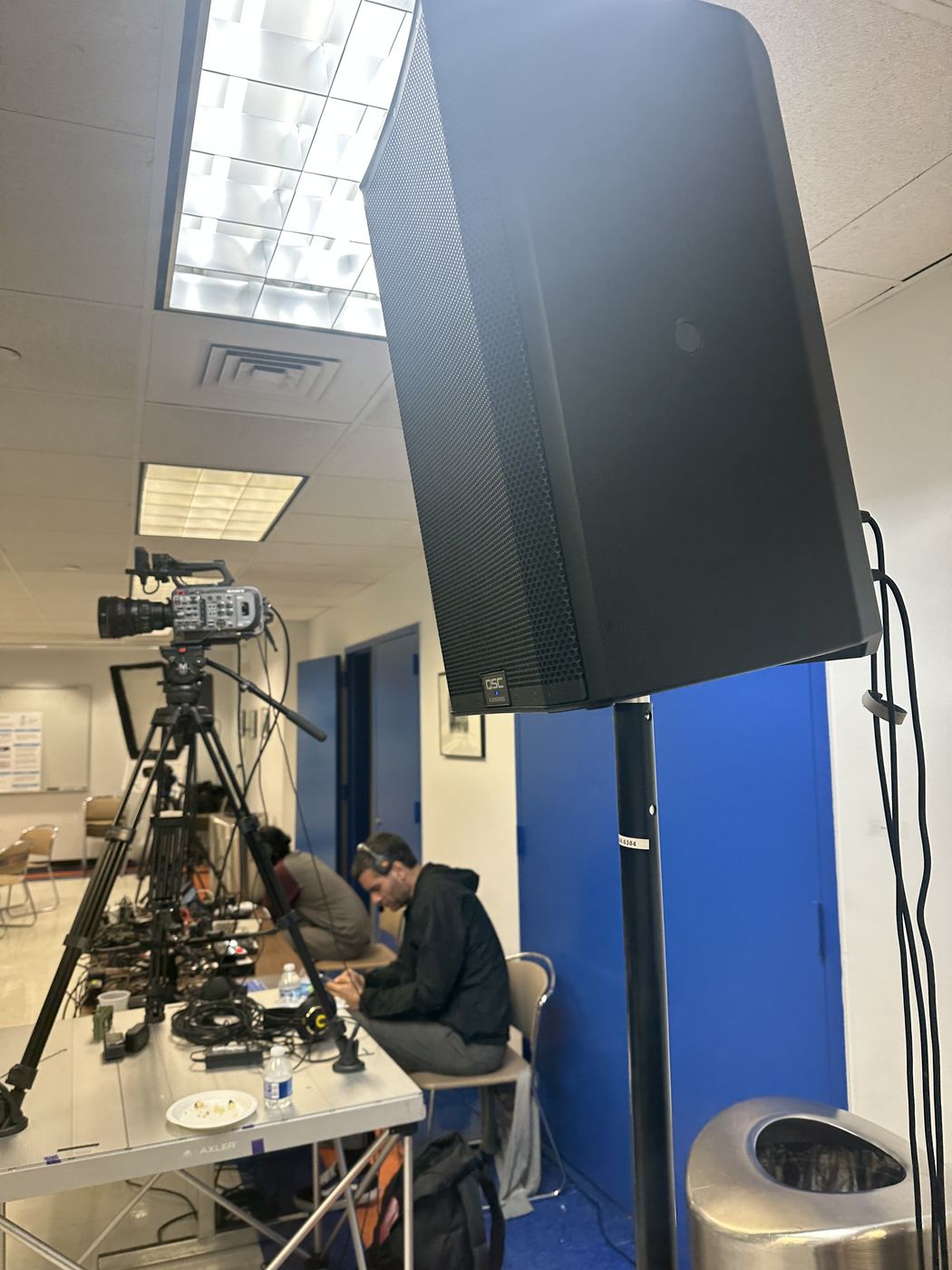 Camera and speaker setup for a hybrid event production in NYC
