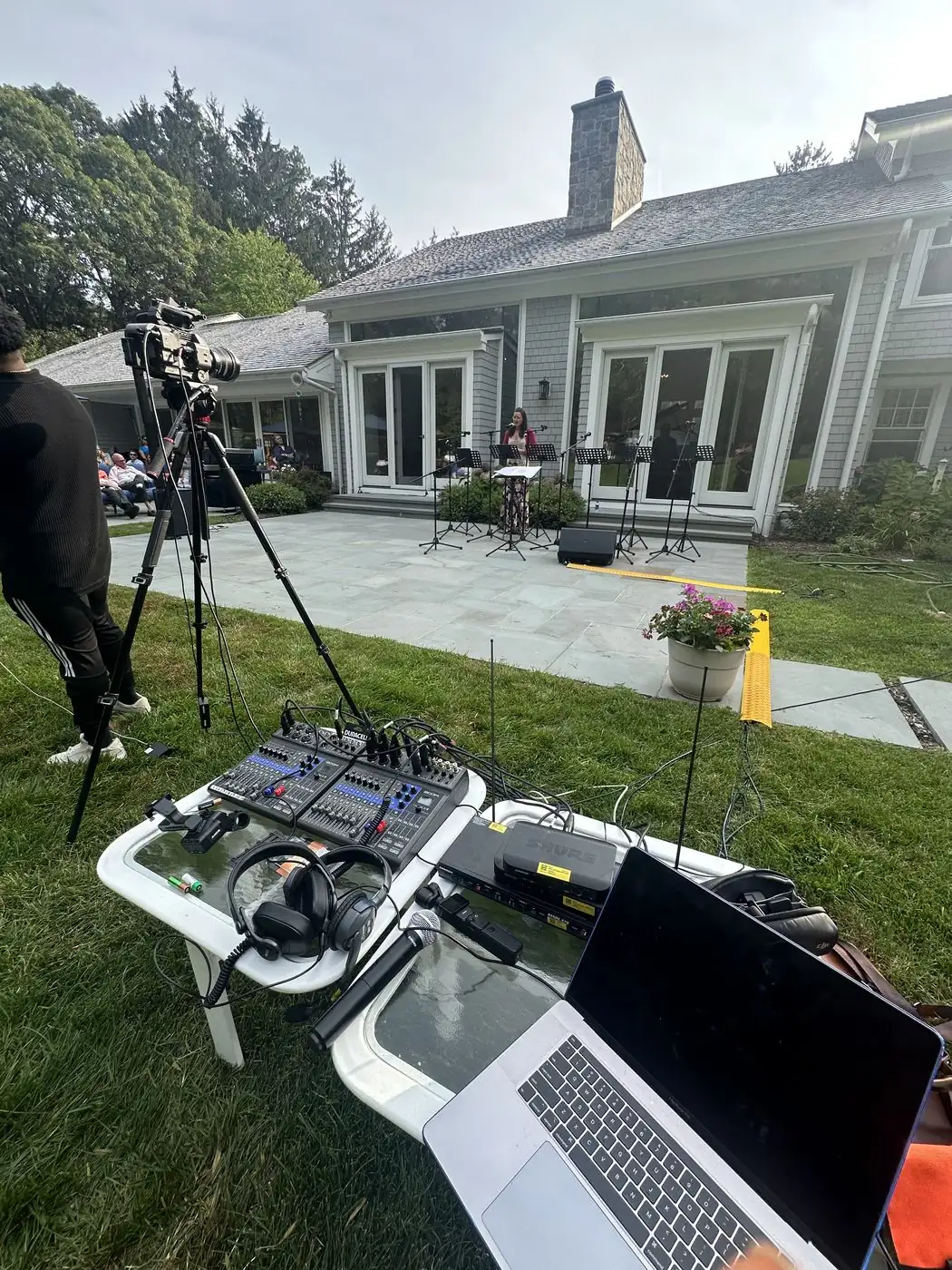 Multi-camera and control setup for an outdoor event production