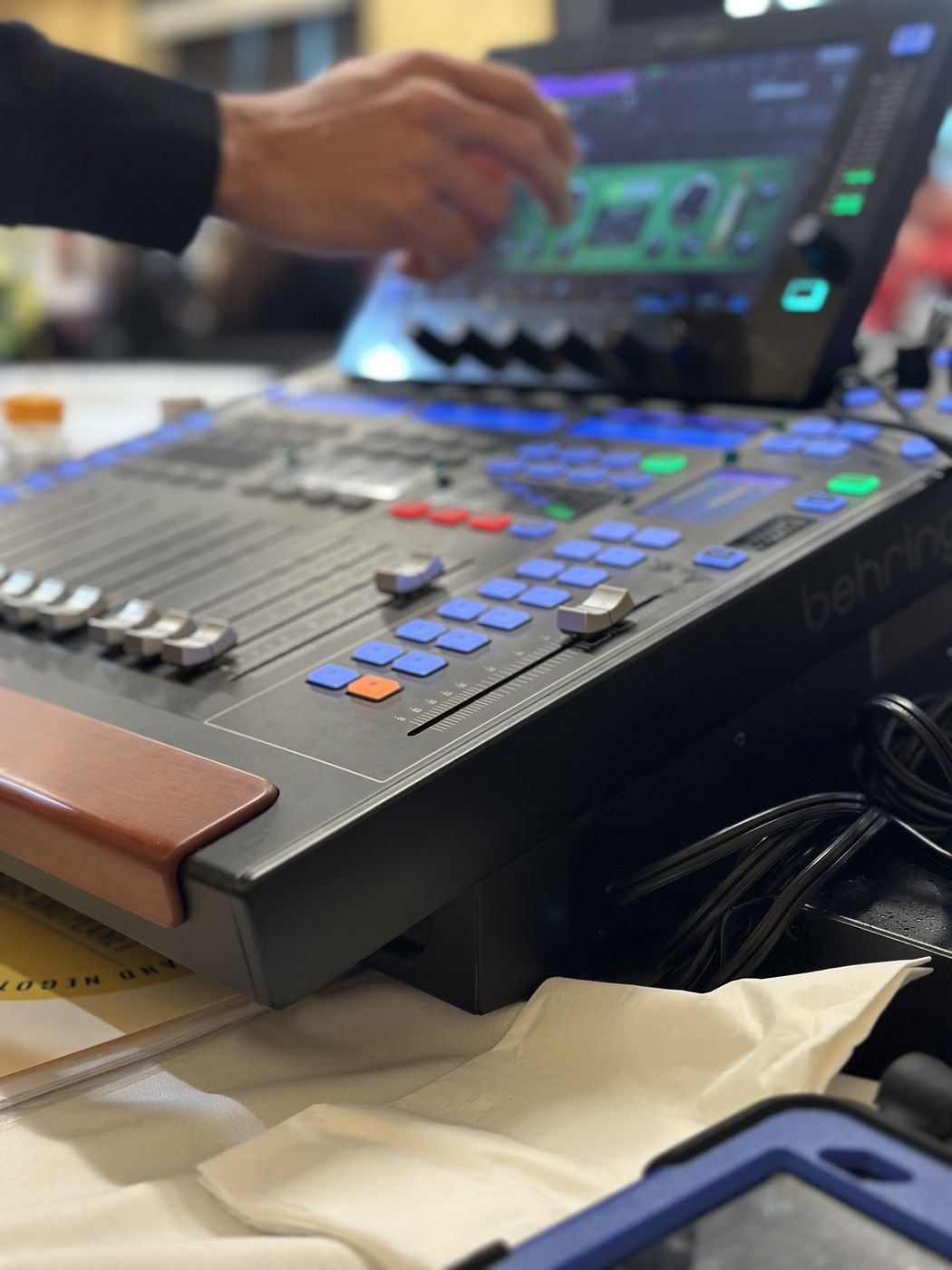 Audio engineer mixing live event sound in NYC