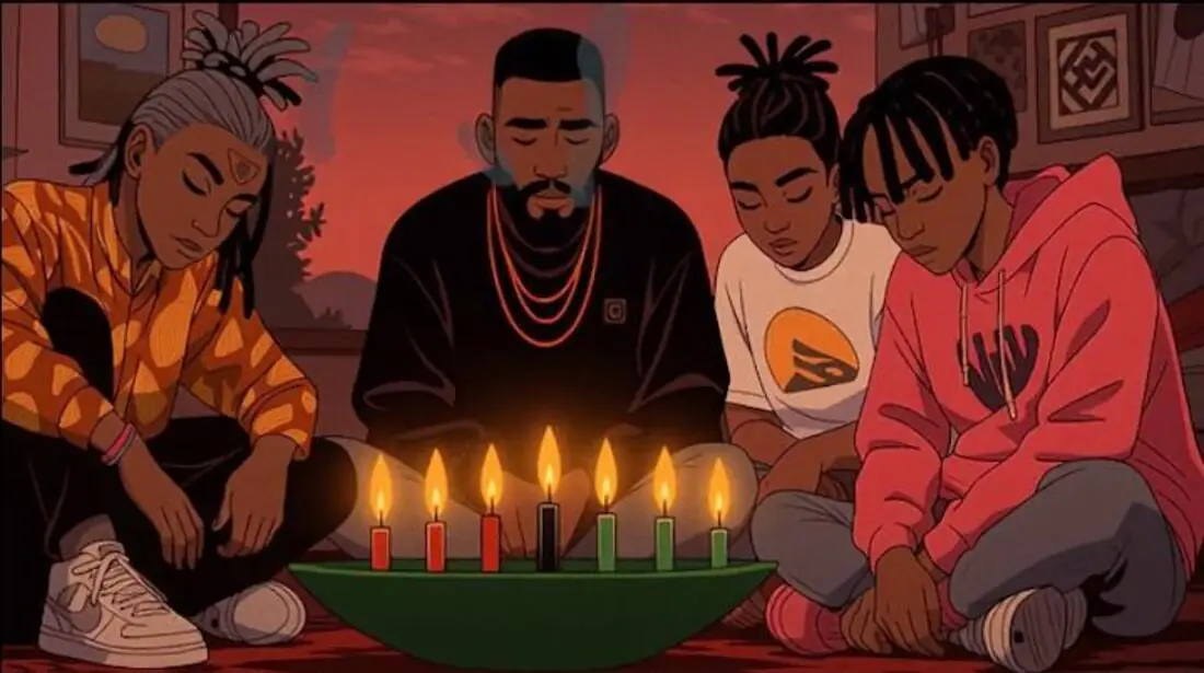 AI-assisted Kwanzaa music video animation still