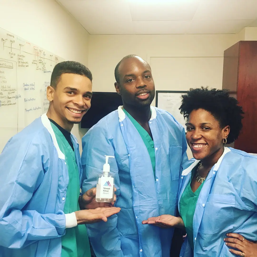 Transcendent Enterprise crew in gowns on set at Mount Sinai Heart