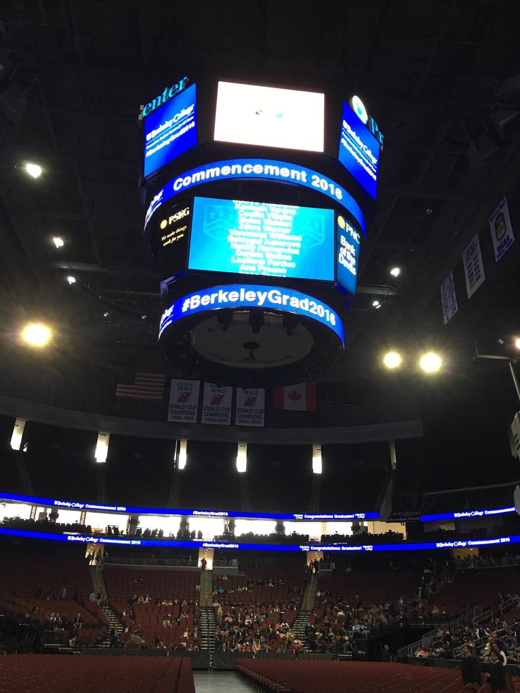 Berkeley College Commencement 2016 at Prudential Center — arena scoreboard produced with Transcendent Enterprise event coverage