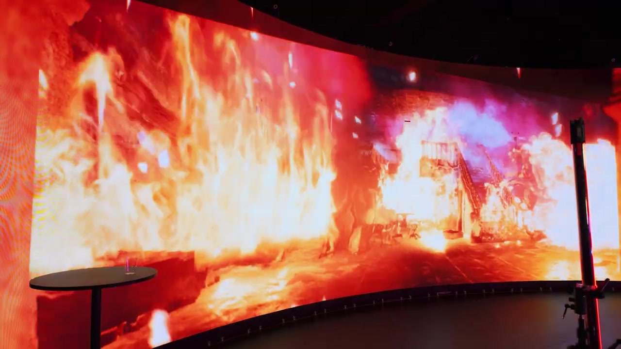 High-energy LED wall production scene