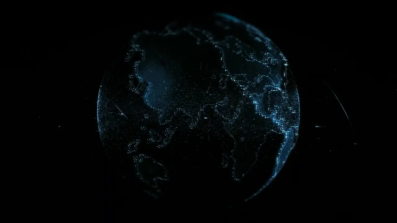 Glowing digital earth environment on the LED volume
